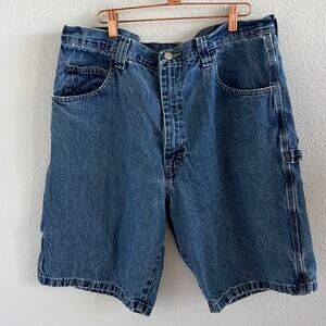 Wrangler Vintage Made in Mexico Carpenter Denim Jean Shorts Distressed 36